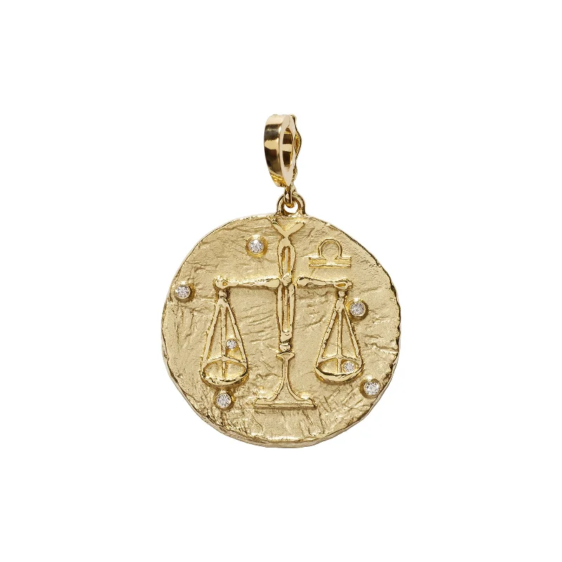 Best necklaces and pendants with silver chains for a sleek, timeless look-Zodiac Large Coin Charm - Libra