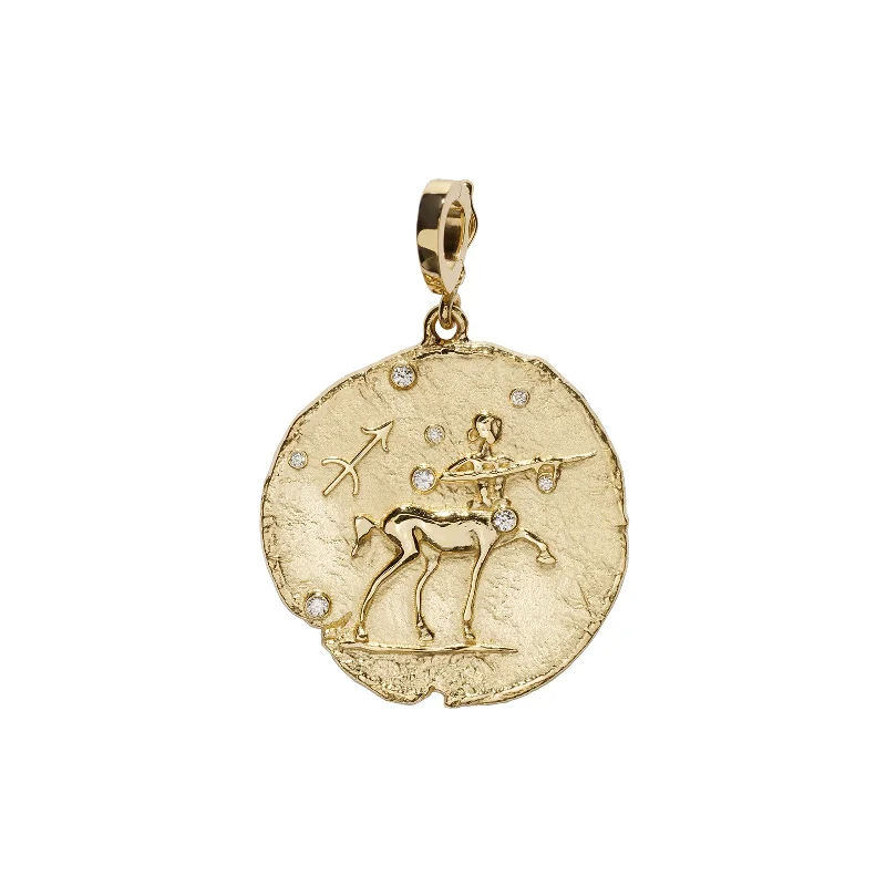 Necklaces and pendants with sun and moon motifs for a celestial-inspired design-Zodiac Large Coin Charm - Sagittarius