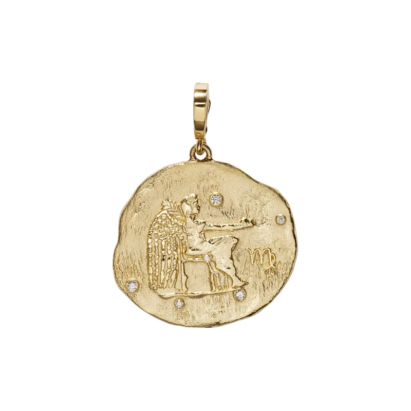 Stylish necklaces and pendants with diamonds for a glamorous and elegant look-Zodiac Large Coin Charm - Virgo