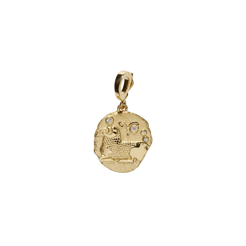 Beautiful necklaces and pendants with layered chains for a fashionable, chic look-Zodiac Small Coin Charm - Aries