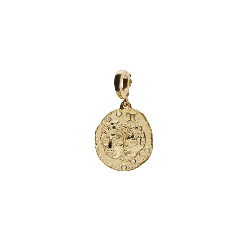 Necklaces and pendants with personalized charms for a custom piece of jewelry-Zodiac Small Coin Charm - Gemini