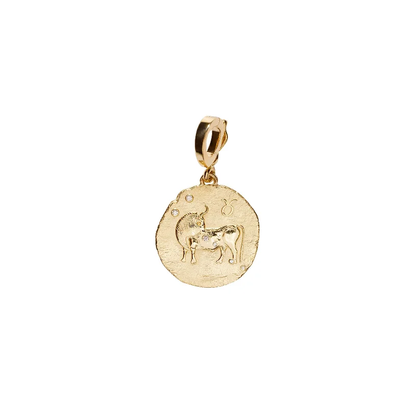 Best necklaces and pendants with matching rings for a coordinated jewelry set-Zodiac Small Coin Charm - Taurus