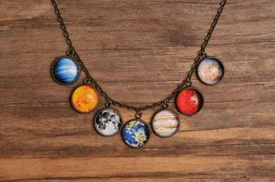 Beautiful necklaces and pendants with diamond halo settings for extra brilliance-Brass Galaxy Jewelry with Antique Flair