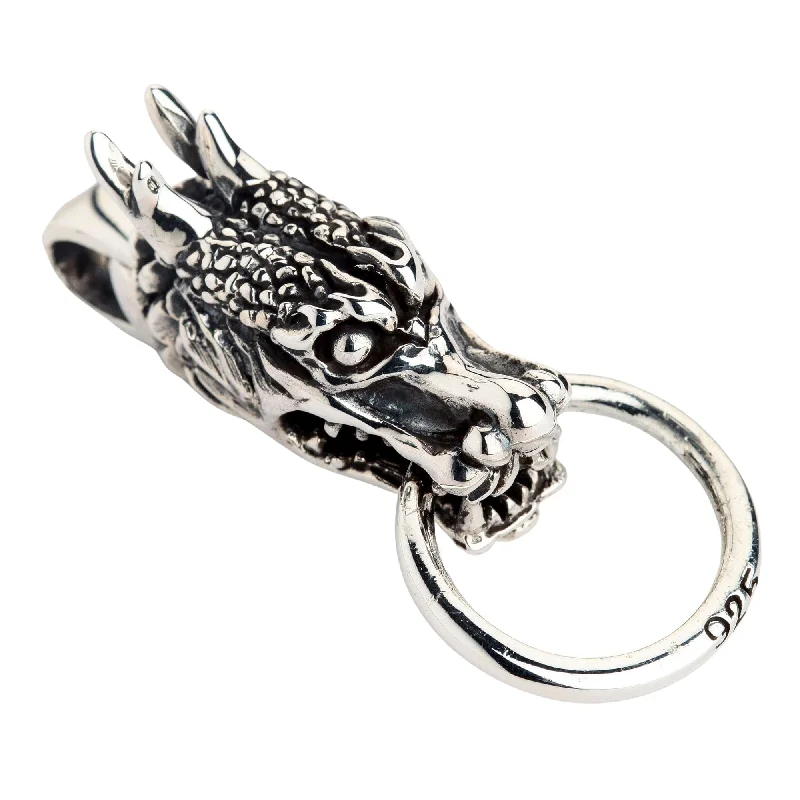 Unique necklaces and pendants with artistic shapes for a creative, one-of-a-kind design-Dragon Head Sterling Silver Pendant