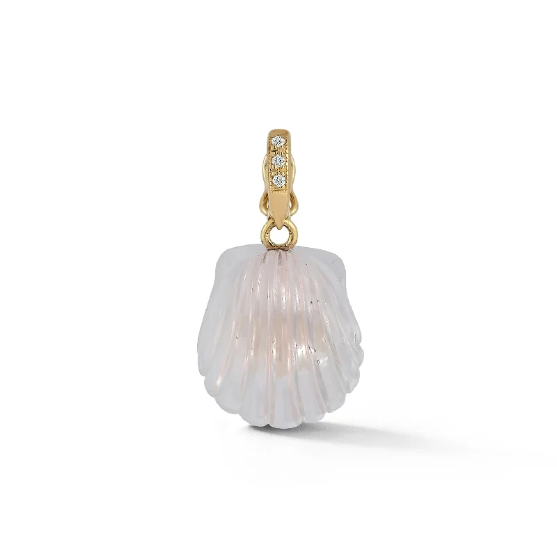 Necklaces and pendants with enamel accents for a colorful, eye-catching appearance-Dream Shell Pendant in Rose Quartz