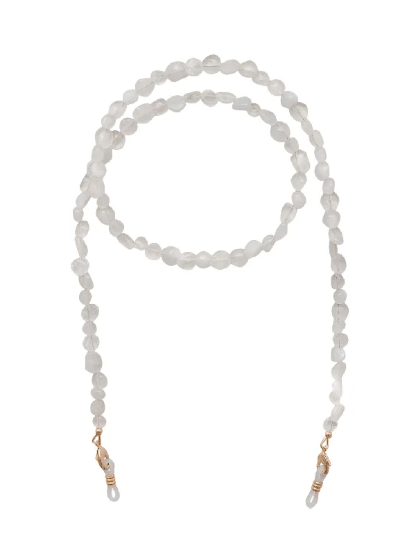 Beautiful necklaces and pendants with gemstone teardrops for an elegant effect-Gemstone Sunglass Chain in White