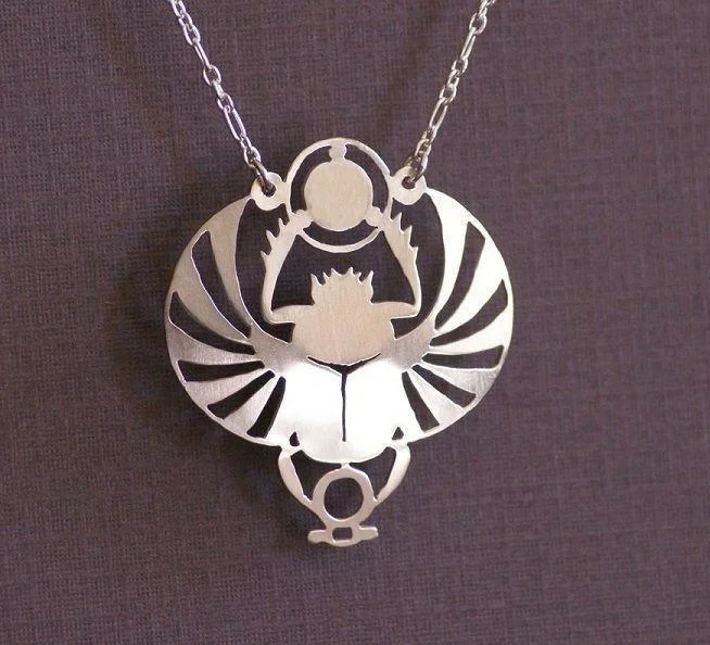 Personalized necklaces and pendants with name engravings for a custom touch-Handcut Winged Scarab Pendant Necklace