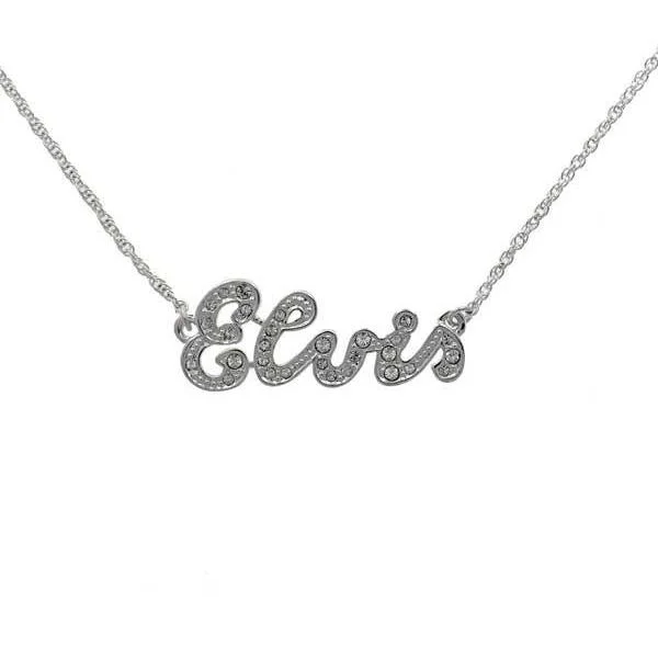 Best necklaces and pendants with oval pendants for a classic, elegant shape-Lowell Hays Sterling Silver Plated Crystal Elvis Signature Necklace