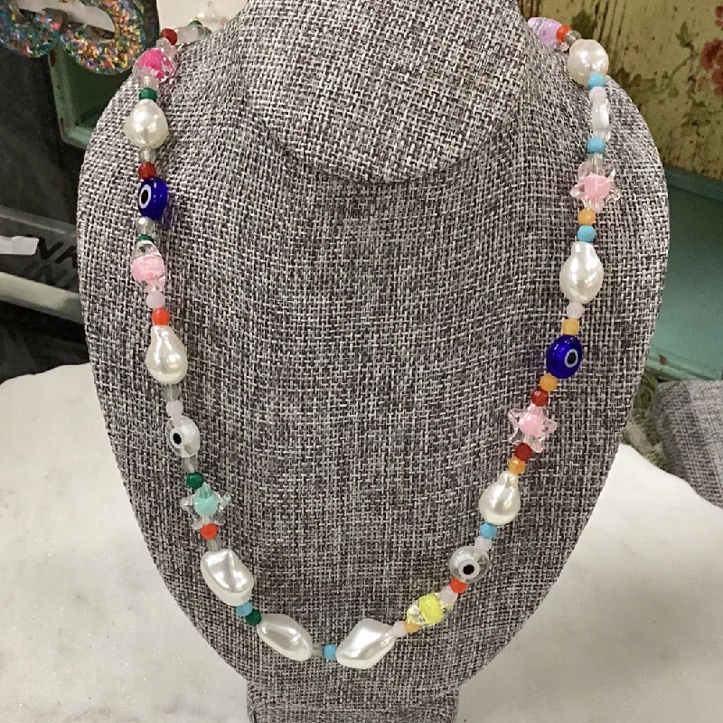 Beautiful necklaces and pendants with diamond-encrusted designs for maximum sparkle-Make a Wish Necklace, Pearl and Stone Colorful