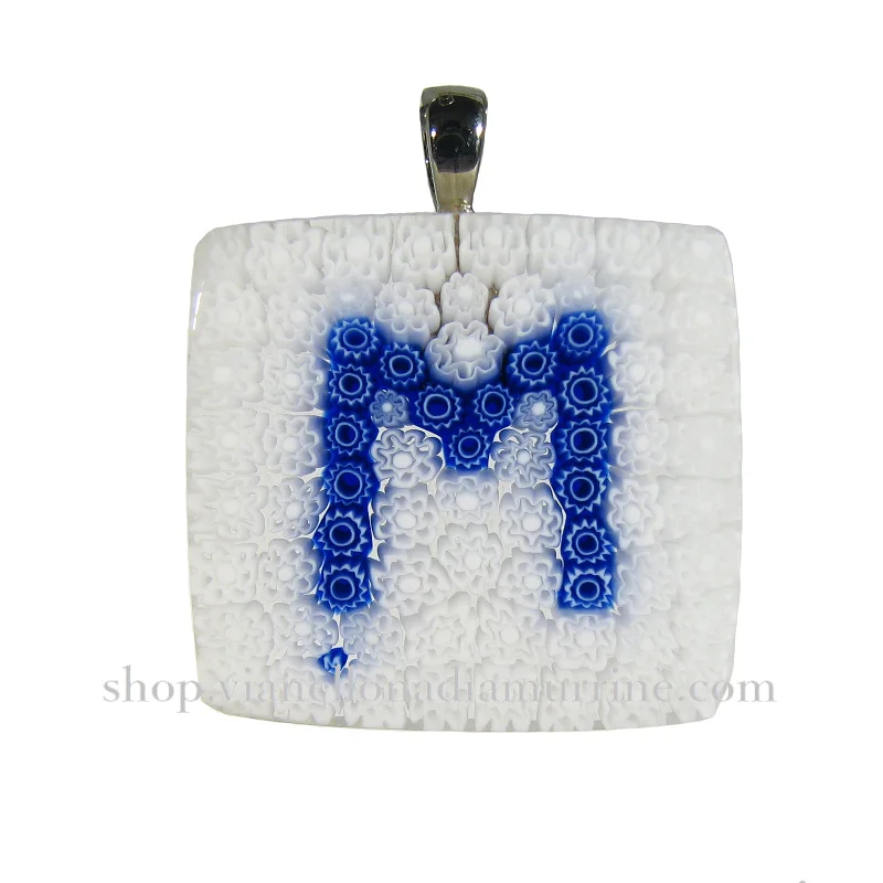 Elegant necklaces and pendants with infinity symbols for timeless designs-Murano glass necklace with the initial "M"