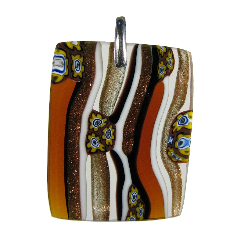 Beautiful necklaces and pendants with gemstone teardrops for an elegant effect-Murrina "Classica" Amber Murano glass rectangular pendant