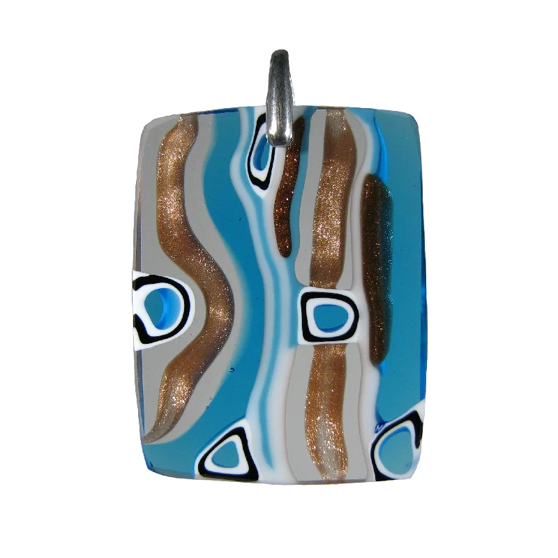 Necklaces and pendants with lock and key designs for a symbolic gesture-Murrina "Classica" Aquamarine Murano glass rectangular pendant