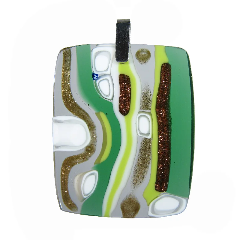 Stunning necklaces and pendants with ruby and diamond combinations for a luxurious effect-Murrina "Classica" Green Murano glass rectangular pendant