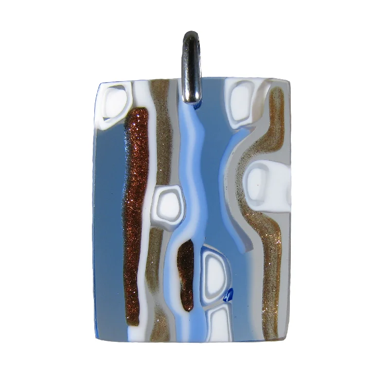 Necklaces and pendants with matching rings for a coordinated set of jewelry-Murrina "Classica" Light Blue Murano glass rectangular pendant