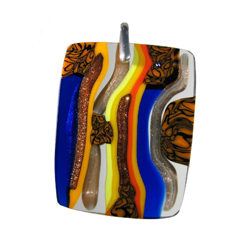 Best necklaces and pendants with butterfly wings for a delicate, graceful style-Murrina "Classica" Multicolor Blue Murano glass rectangular pendant