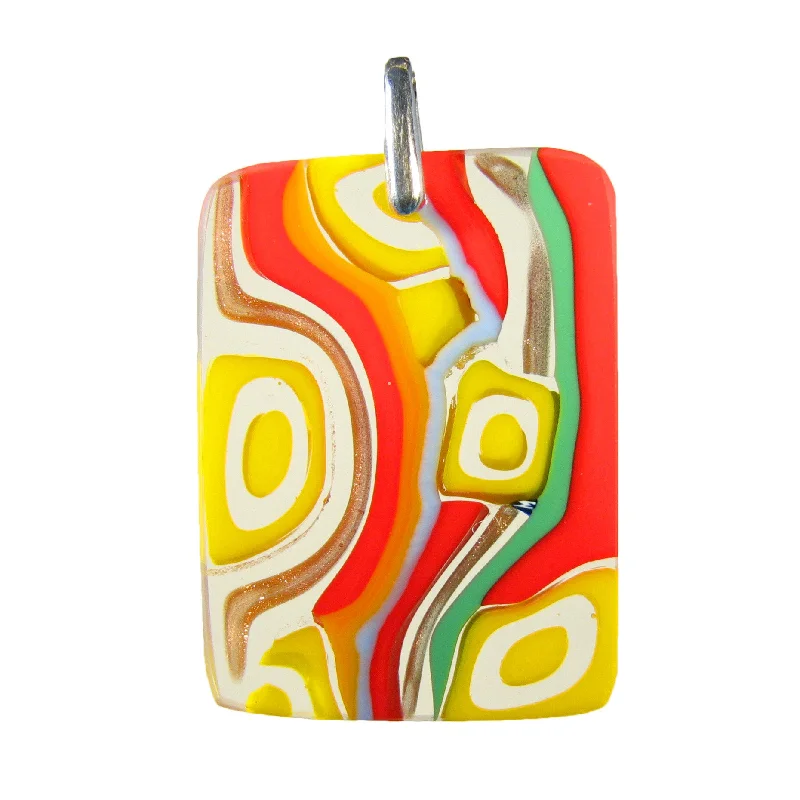 Necklaces and pendants with abstract shapes for a modern, creative appearance-Murrina "Classica" Multicolor Orange Murano glass rectangular pendant