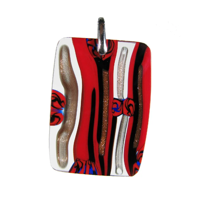 Necklaces and pendants with abstract shapes for a modern, creative appearance-Murrina "Classica" Red Murano glass rectangular pendant