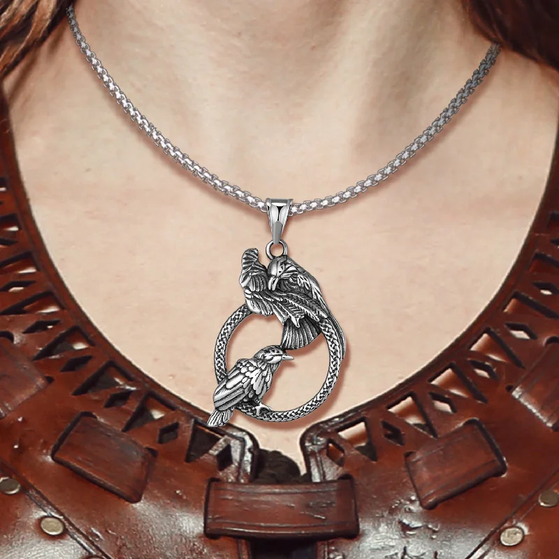 Best necklaces and pendants with matching earrings for a coordinated, elegant look-Huginn and Muninn, Odin's Ravens Necklace