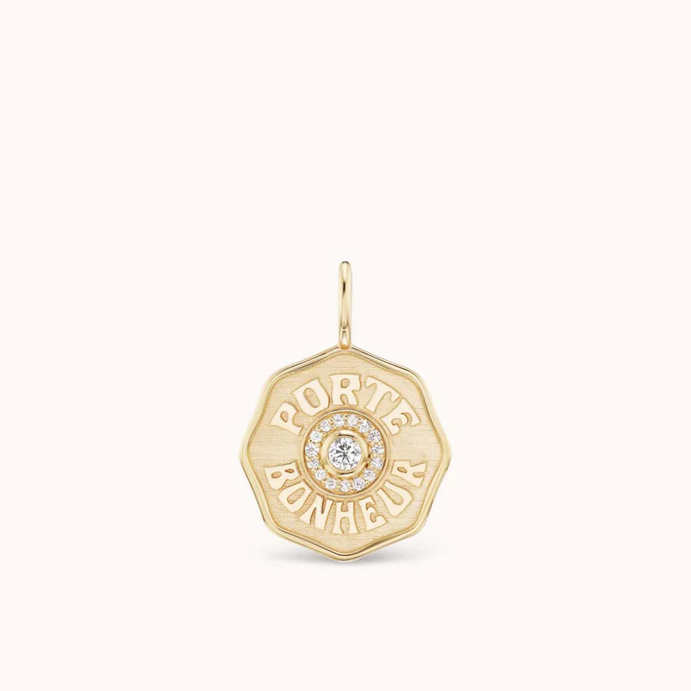 Best necklaces and pendants with rose gold for a warm and romantic appeal-Raised Gold Mini Diamond Halo Porte Bonheur Charm