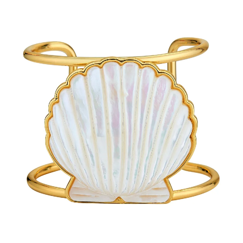 Best necklaces and pendants with butterfly wings for a delicate, graceful style-Scallop Shell Cuff in Mother of Pearl