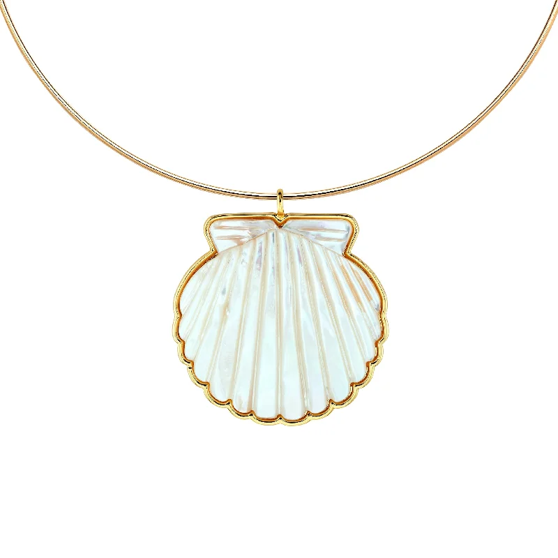 Necklaces and pendants with ocean-inspired designs for a refreshing, beachy feel-Scallop Shell Pendant with Neck Wire