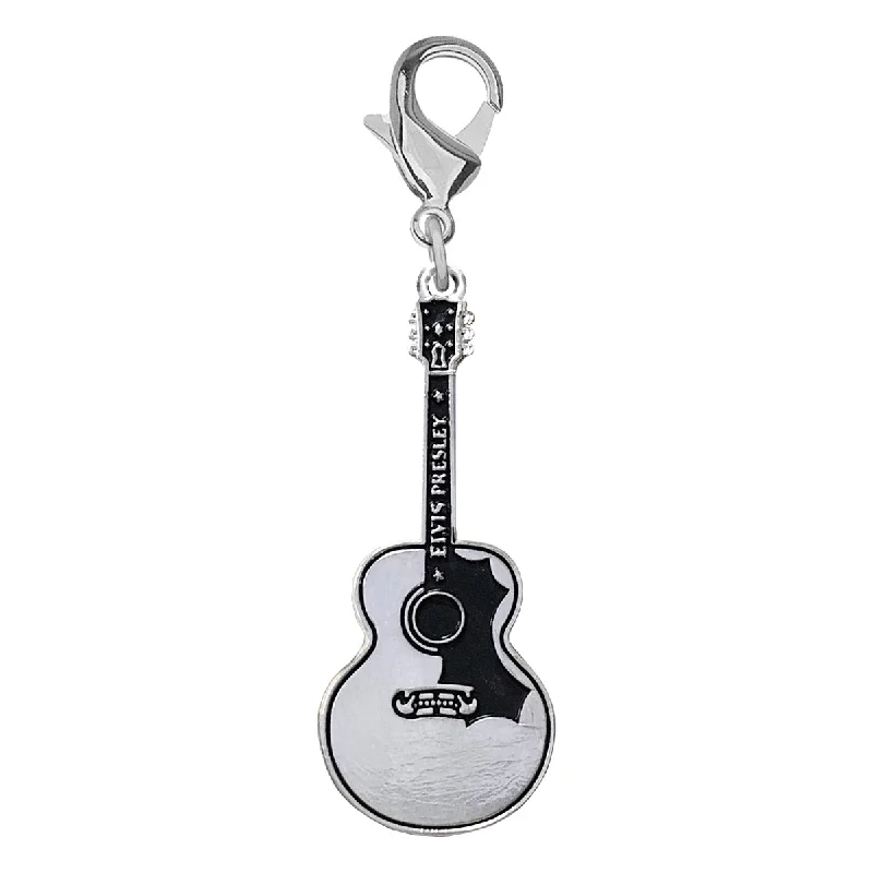 Trendy necklaces and pendants with geometric shapes for a modern aesthetic-Silver Plated Guitar Charm