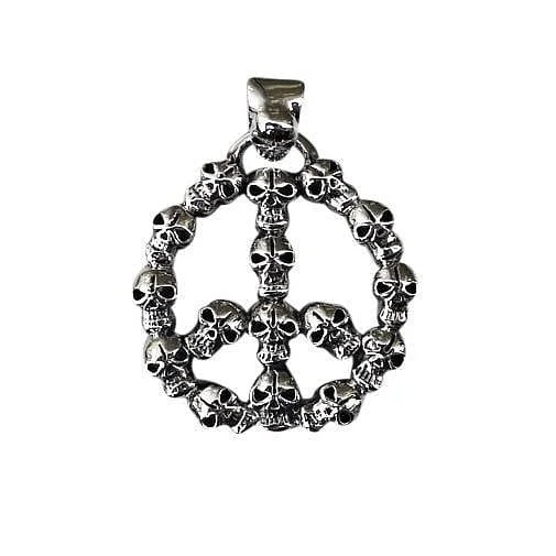 Best necklaces and pendants with glowing moonstone for an ethereal glow-Sterling Silver Skull Peace Sign Pendant