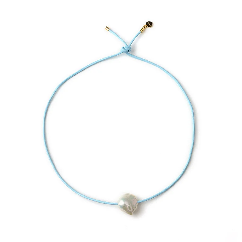 Best necklaces and pendants with vintage lockets for a nostalgic, sentimental look-Sky Blue Pearl Cord