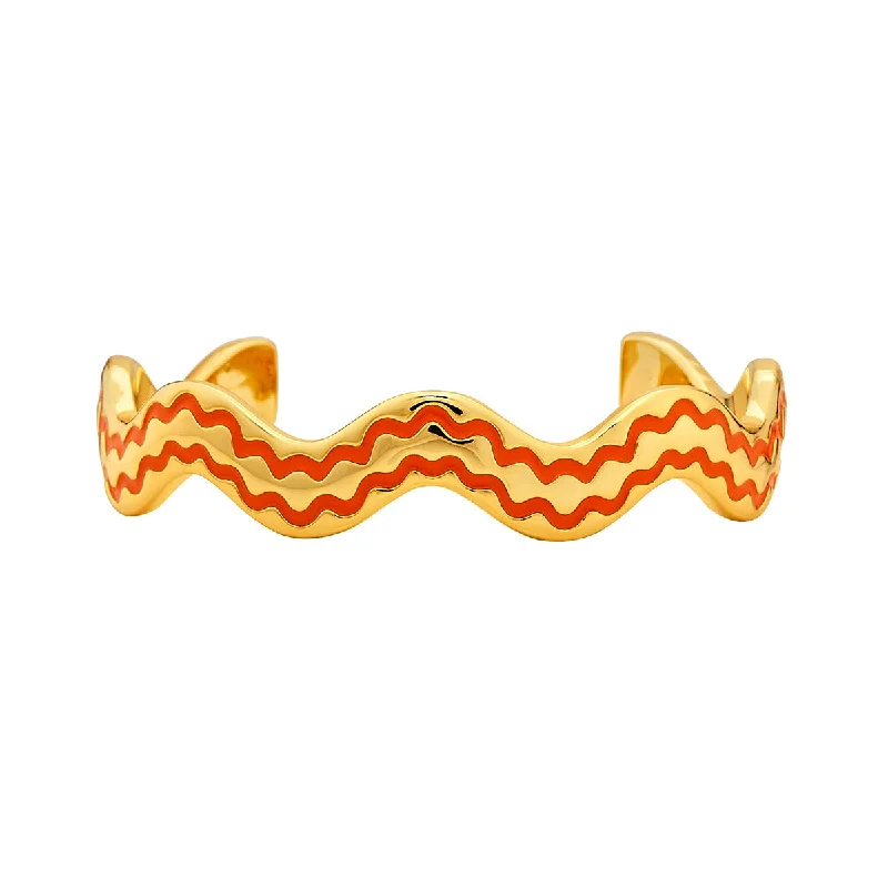 Stunning necklaces and pendants with ruby and diamond combinations for a luxurious effect-Stacking Squiggle Cuff in Orange