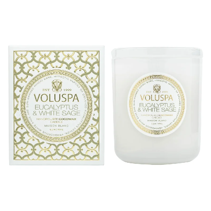 Stylish necklaces and pendants with diamonds for a glamorous and elegant look-Voluspa | Eucalyptus and White Sage 9.5 oz Candle